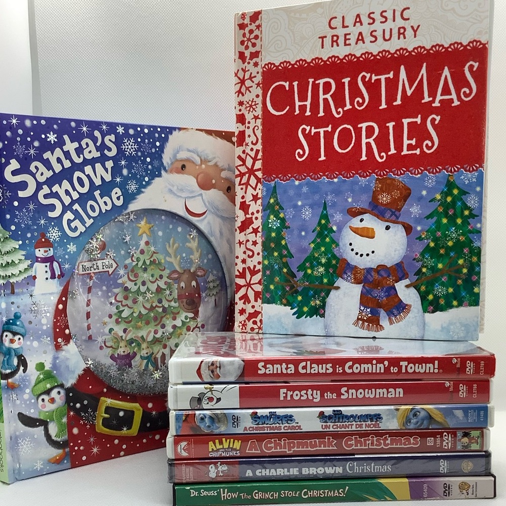 Family Christmas Bundle Book Of Stories and Classic Holiday DVDs 🎄✨